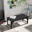 Banc de jardin en bois, banc de parc extérieur avec siège à lattes, banc de véranda sans dossier avec siège incurvé pour véranda, jardin, bord de piscine, terrasse, noir