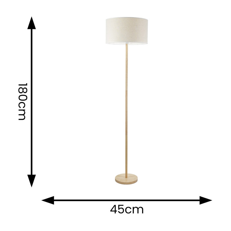 Roseli 180cm Traditional Floor Lamp, Natural, Natural, No