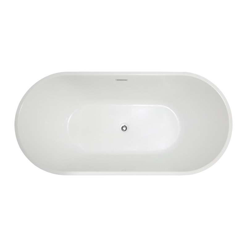 Baignoire de trempage autoportante en acrylique à fond plat avec drain central 59 po x 30 po Chand Series