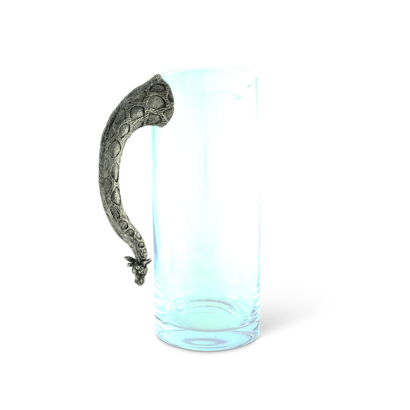 Safari Clear Glass Pitcher with Pewter Giraffe Handle