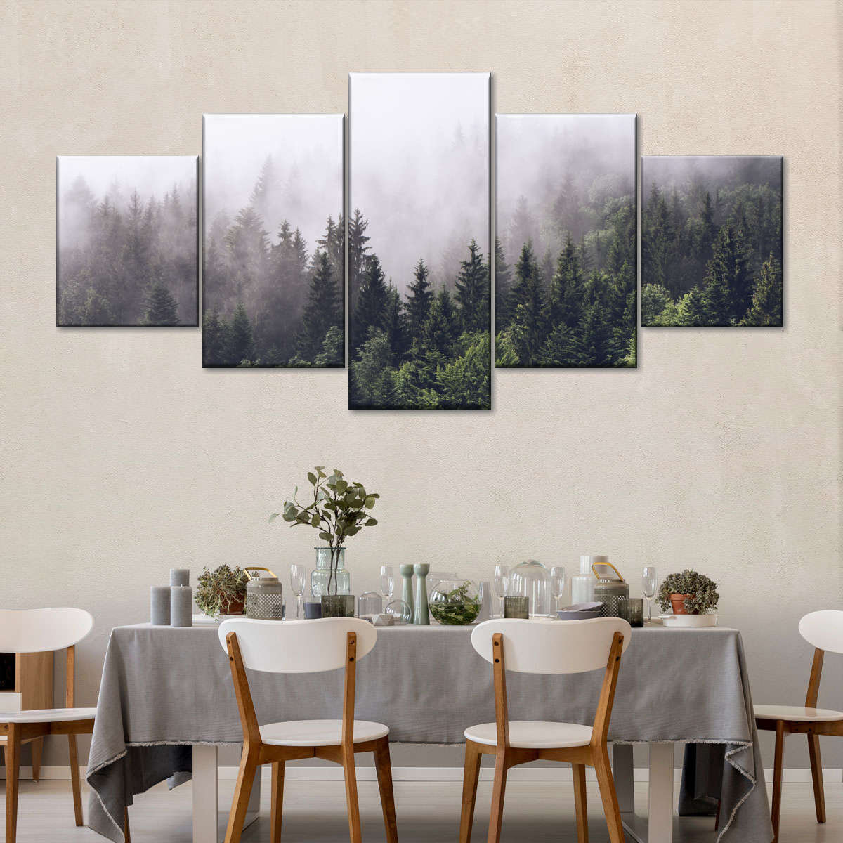 Millwood Pines Hazy Pine Forest On Canvas 5 Pieces Set & Reviews | Wayfair