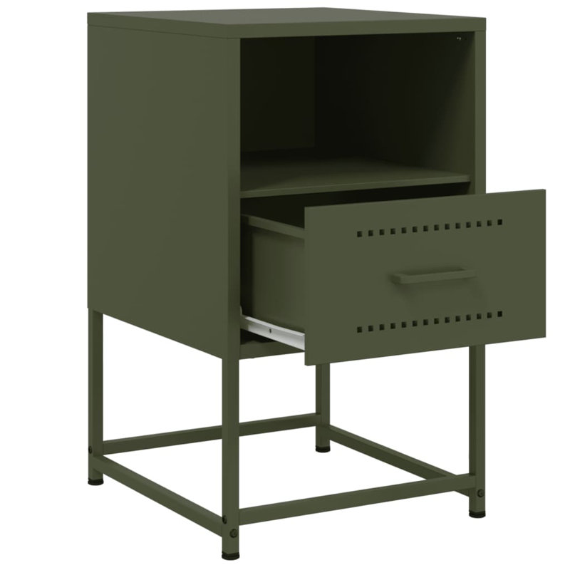Andrietta 36cm W Steel Bedside Table, Olive Green, 1
