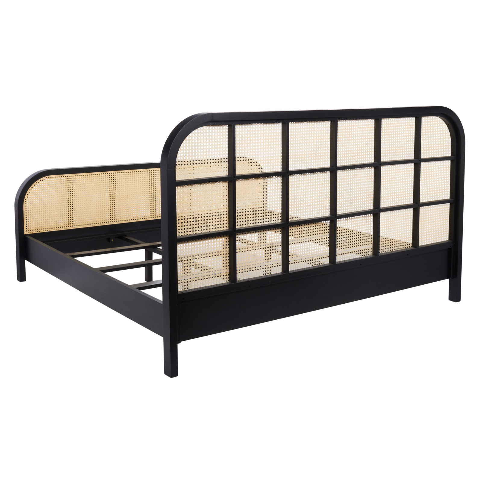 Cane Platform Bed, Black, Queen
