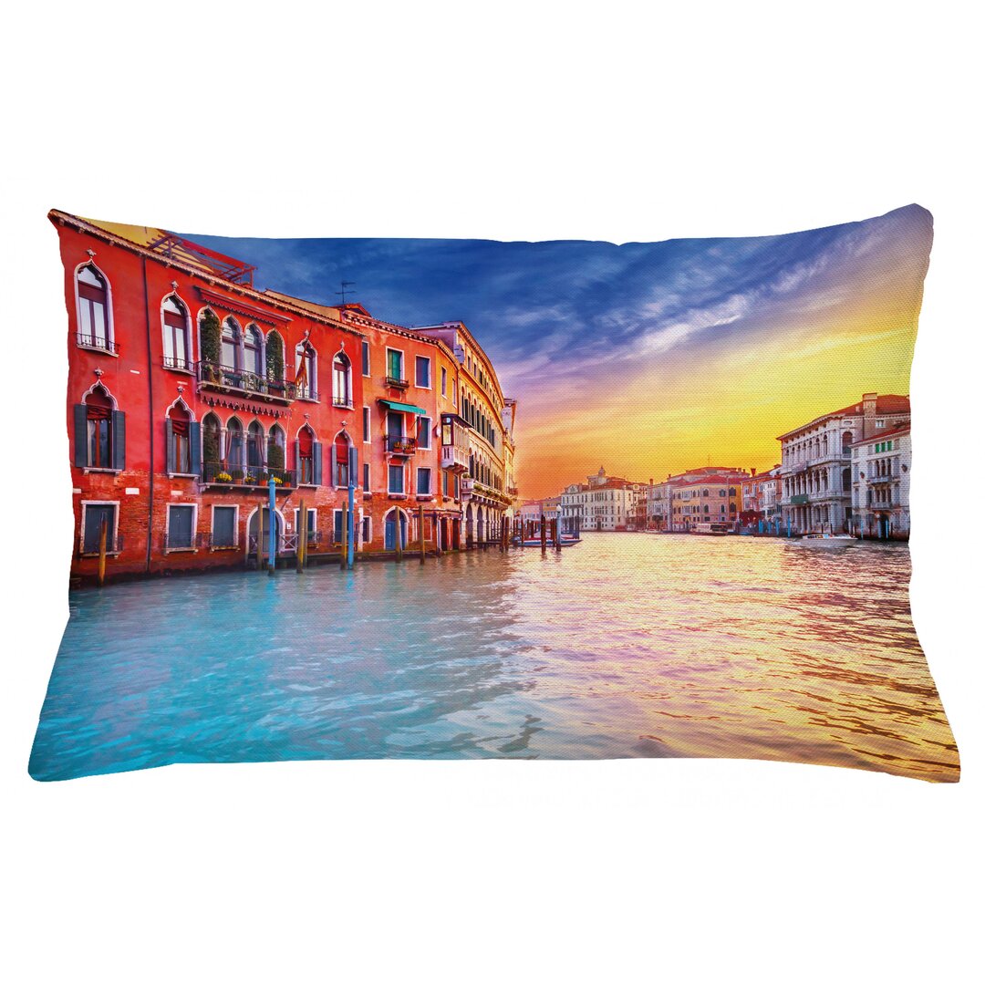 Kissenbezug, Venedig-Kanal, Italienisch, Blau und Orange