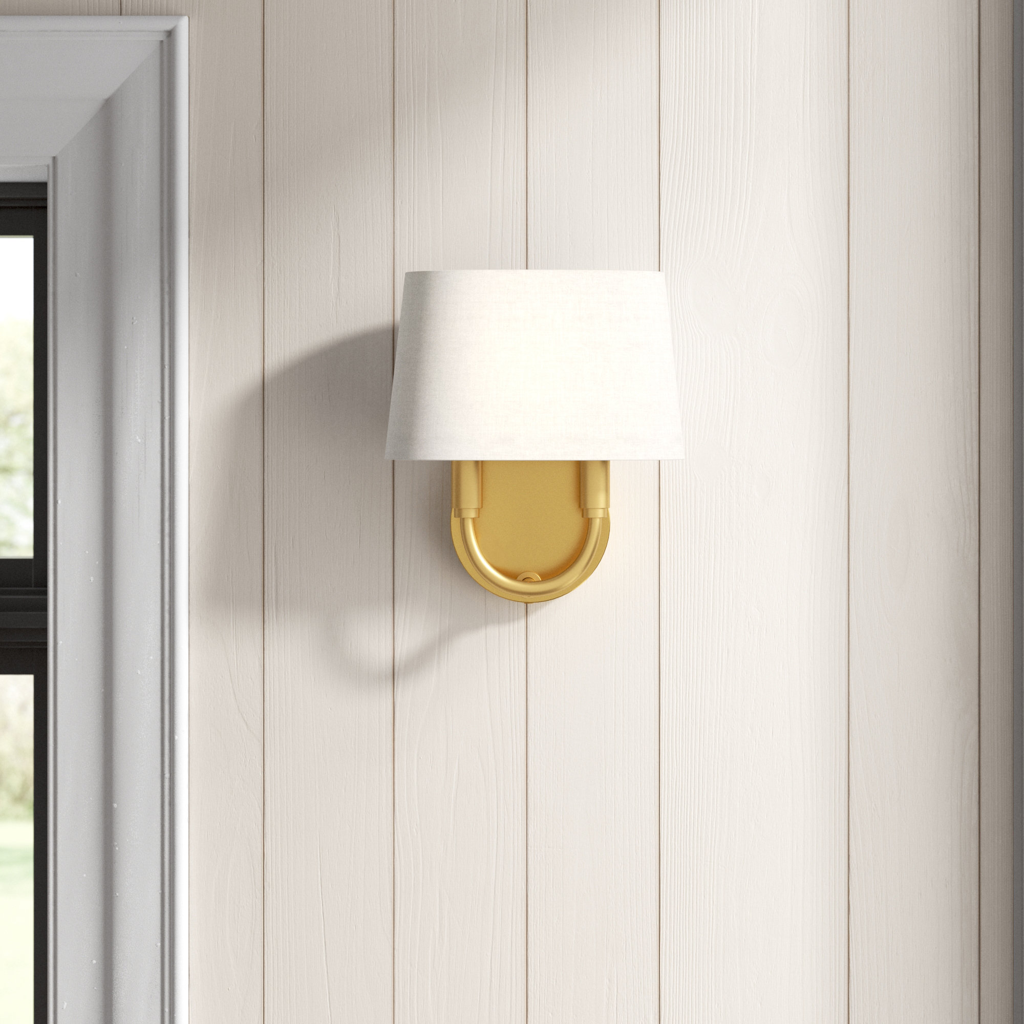 2 Light Steel Dimmable Armed Sconce, Aged Brass