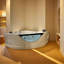 Baignoire tourbillon d'angle 59 "pour 2 personnes, baignoire à jets de luxe avec 6 jets d'hydromassage, lumières DEL de chromathérapie et système de réglage pneumatique, pompe à eau certifiée UL, égouttoir certifié UPC