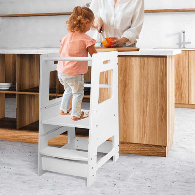 Kids Toddler Kitchen Tower Helper Step Stool Adjustable by Harriet Bee