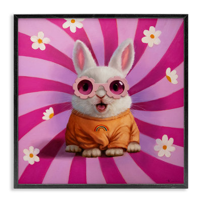 Good Vibes Only Rabbit Framed Giclee, design by Lucia Heffernan