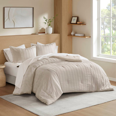 5-Piece Woven Striped Comforter Set, Soft And Stylish For Modern Minimalist Bedrooms