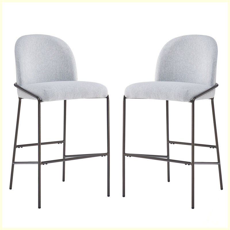 Tabouret de bar rembourré en métal, Gris