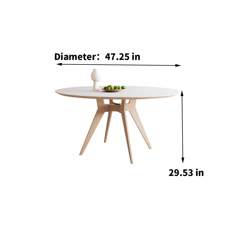 Nasteha Round Solid Wood Base Dining Table, 29.53"H x 47.25"W x 47.25"D