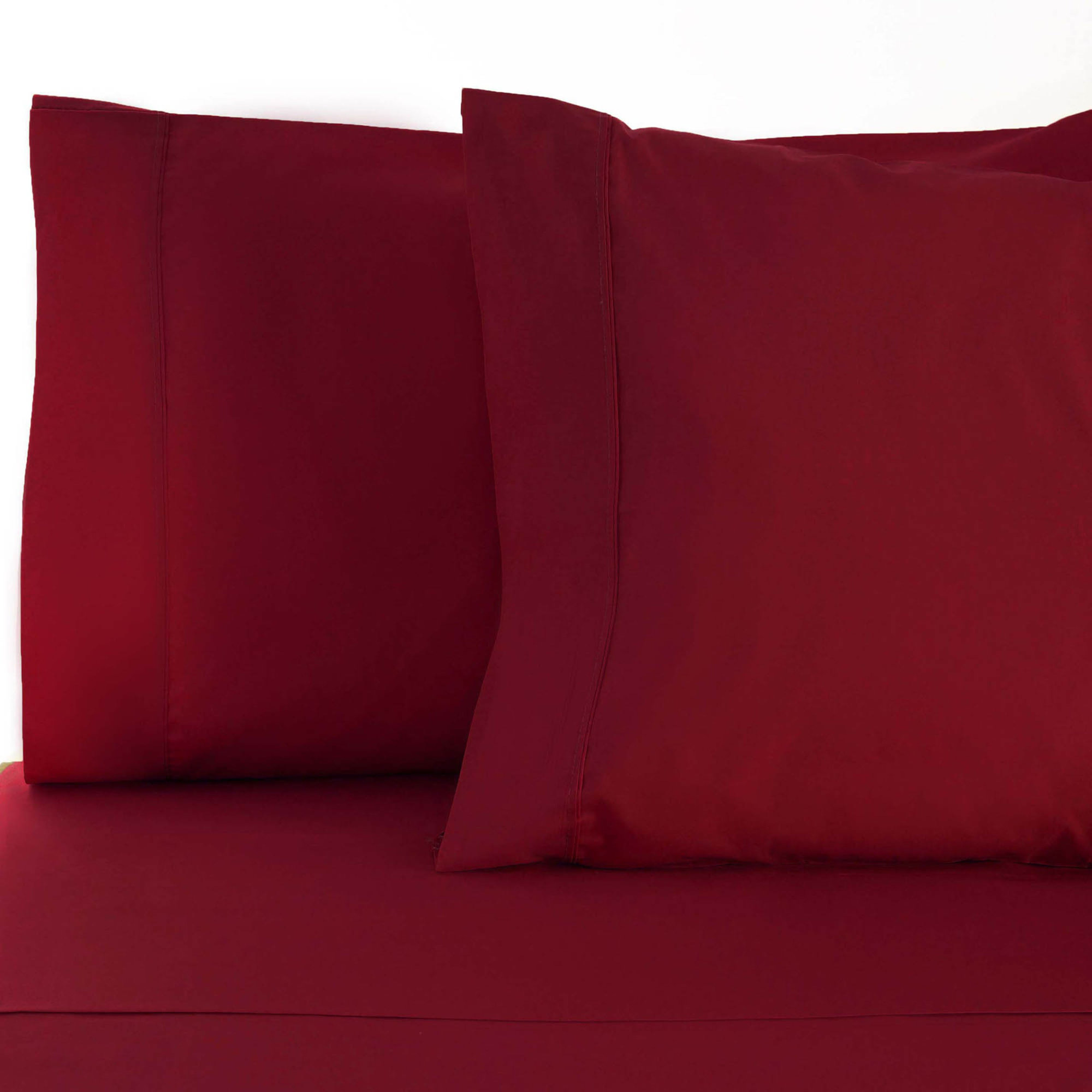 Edmont Certified Egyptian Cotton 530 Thread Count Solid 2 Piece Pillowcase, King, Burgundy