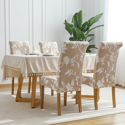 Housse de chaise de salle à manger pour salle à manger, ensemble de 4, housse extensible pour chaise de salle à manger, lavable et amovible (paquet de 4, motif géométrique imprimé)