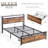 Queen Size Bed With Led Lights And Storage, Rustic Accents, Metal Platform, Silent Sleep Environment Lit Bed, Strong Frame, 2 Drawers, Mattress Foundation, Convenient