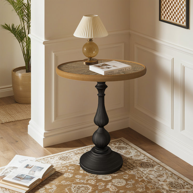 Table d'appoint French Country avec plateau rond, petite table de bout ronde