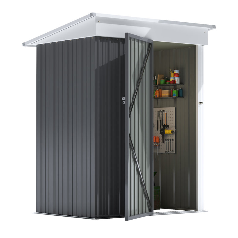 Remise de rangement en métal l 5 pi x P 3 pi, Gris / blanc