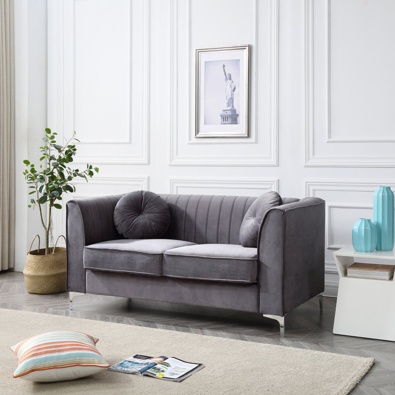 Causeuse chic à accoudoirs inclinés pour deux, Gris