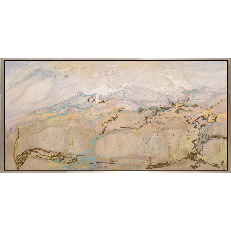 Sédiment encadré - cadre flottant, peinture sur toile, H 30 po x l 60 po