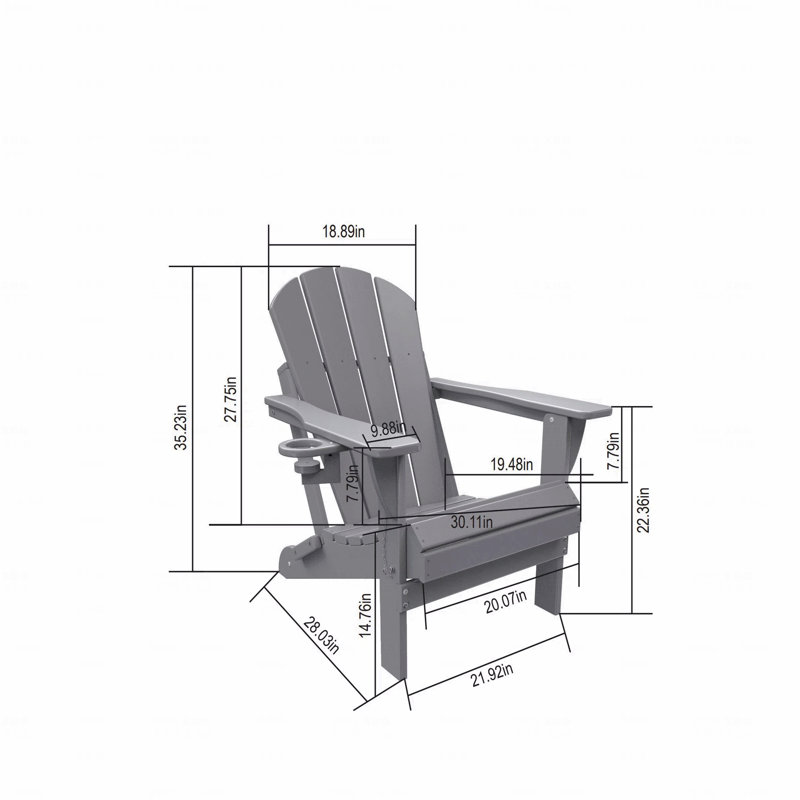 Chaise Adirondack pliante avec table d'appoint, ensemble de 3 chaises Adirondack avec texture en bois, Bleu