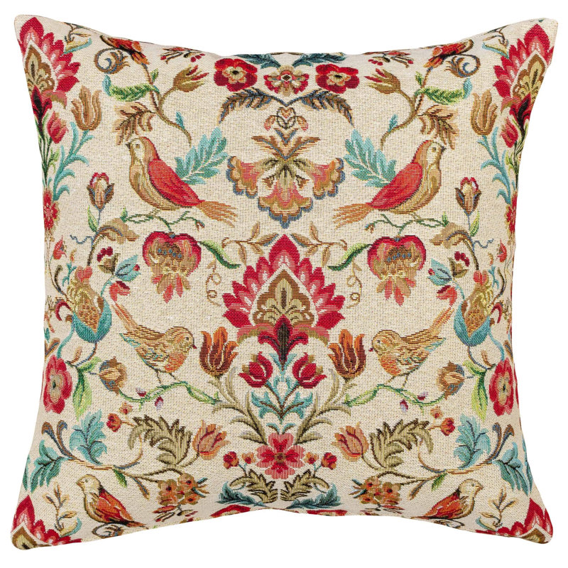 Morris Style Bird Garden Tapestry Cushion, Cover only, 43x43cm