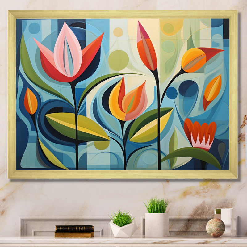 Green Mid Century Mod Nature II, reproduction d'art sur toile, Cadre photo unique, H 30 po x l 40 po, Doré