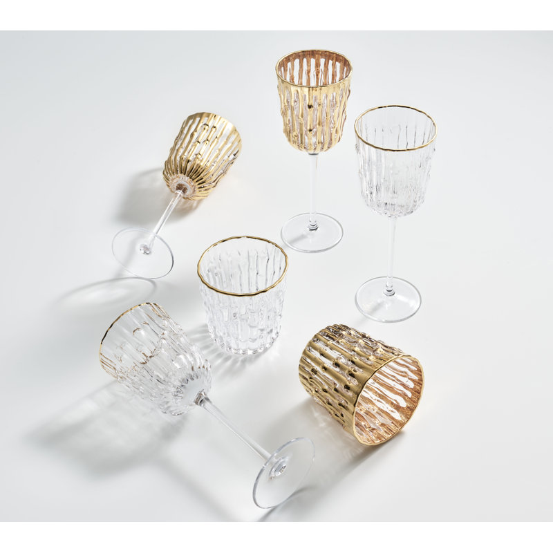 Bamboo Wine Glass, Clear/Gold