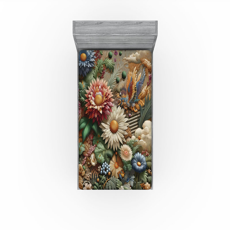 Microfiber Floral Fitted Sheet, Twin XL