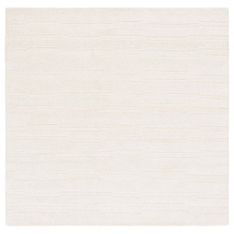 Elona Handmade Tufted Wool/Cotton Ivory Area Rug, Carré 6 pi