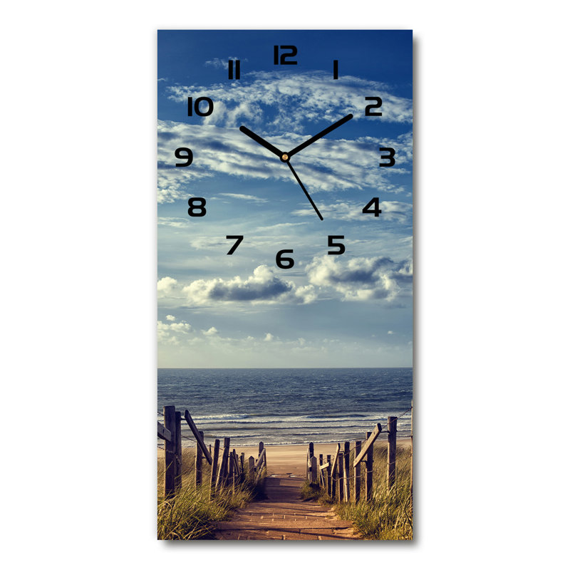 Jameah Glass Wall Clock, Blue/Brown/Black