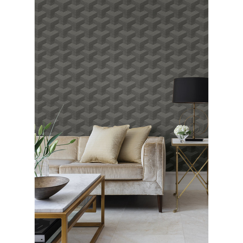 Pierce Geometric Texture Wallpaper, Gray