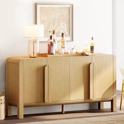 Adora Mid-Century 63" Wood Sideboard Buffet Cabinet With Storage, Modern Credenza With Doors And Adjustable Shelves For Kitchen Living Room, Dining Ro by Ebern Designs