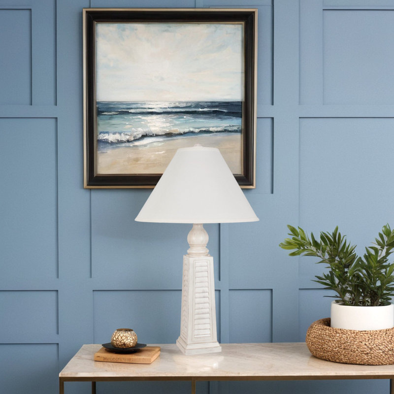 29" Shutter Table Lamp with Shade, White