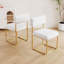Ensemble de deux chaises de salle à manger blanches en tissu Teddy, chaises de salle à manger rembourrées et épaisses circulaires pour la cuisine et la maison