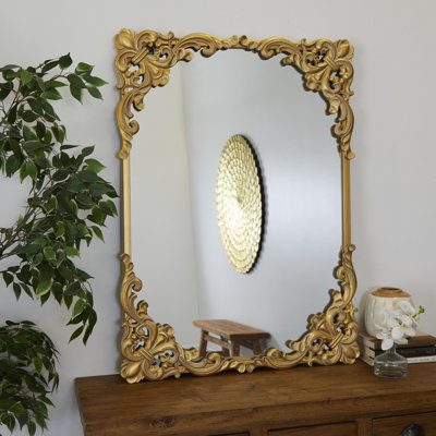 Miroir de plancher audacieux et orné de 28 po x 1 po x 48 po Audranna
