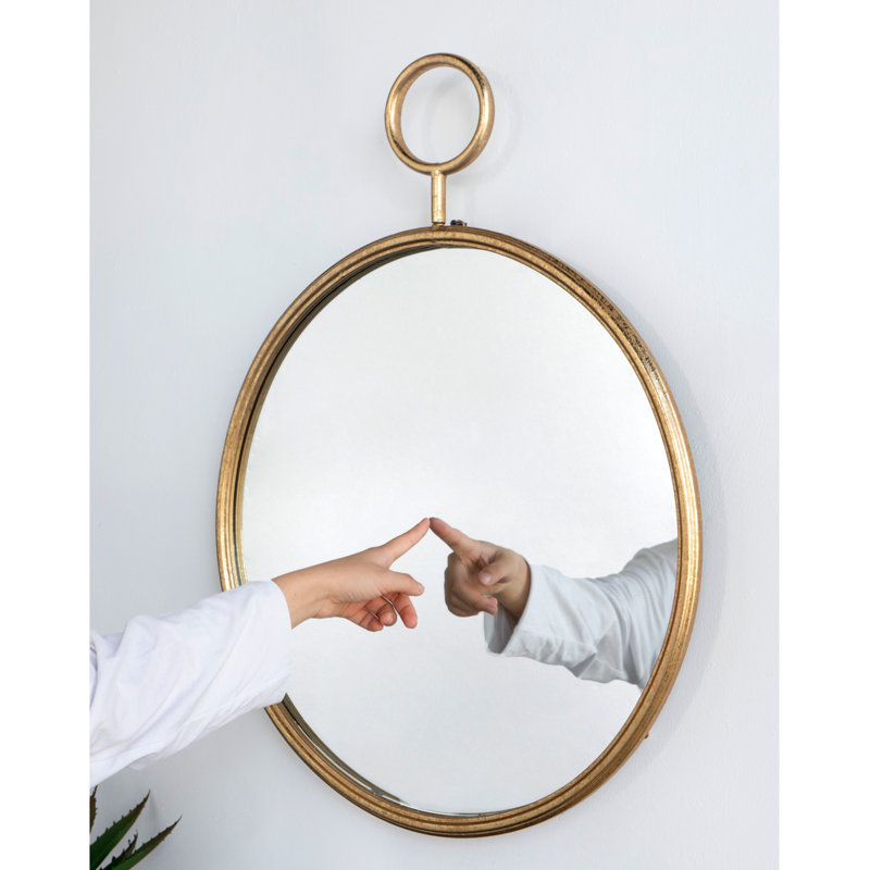 26" X 32" Circle Wall Mirror With Metal Frame, Accent Mirror For Living Room, Entryway, Office, Gold, 32.36" x 26.46"