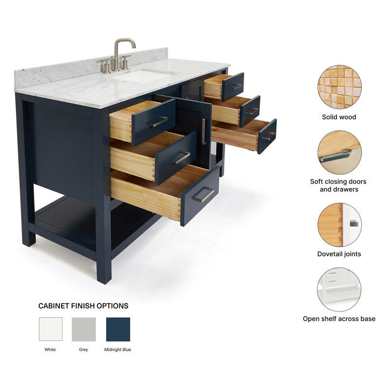 Magnolia Bath Vanity Rectangular Basin S061SCW2R, Midnight Blue, Rectangular, 61"