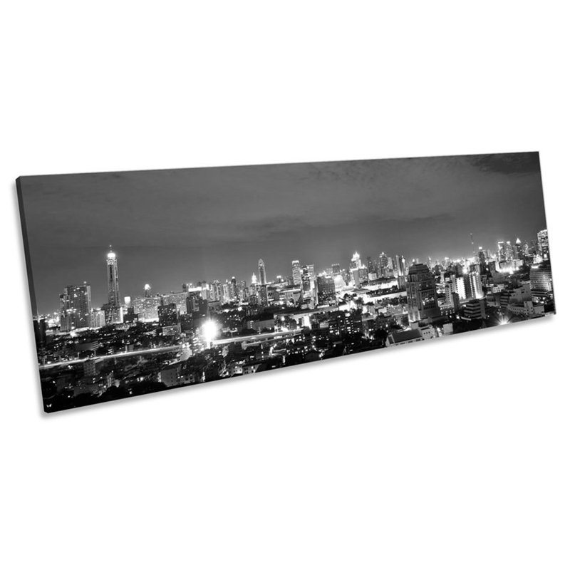 Bangkok Thailand Skyline - Wrapped Canvas Panoramic Print, 30.48cm H x 91.44cm W x 2cm D