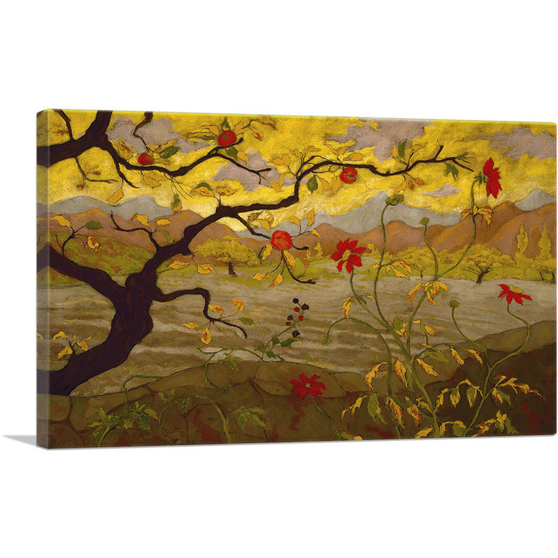 Paysage avec pommier et fruit rouge 1902 par Paul Ranson, reproduction d'art sur toile tendue, H 18 po x l 26 po x P 0,75 po