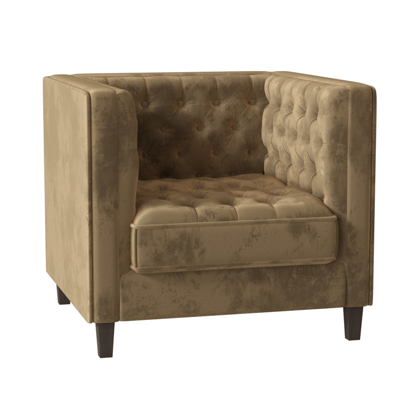 Jess Tufted Armchair, Bella Brown Sugar, Brown Mahogany