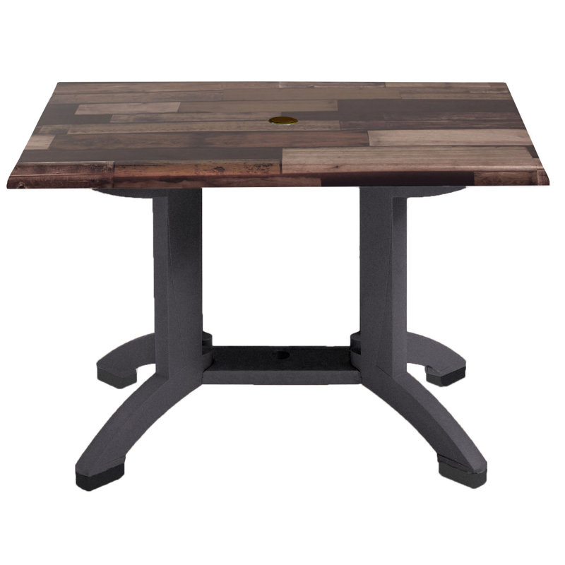 Grosfillex Atlanta 48"x32" Table, Shiplap Top/Charcoal Base
