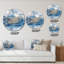 Abstrait classique bleu et or I - art mural moderne en cercle métallique-68851505