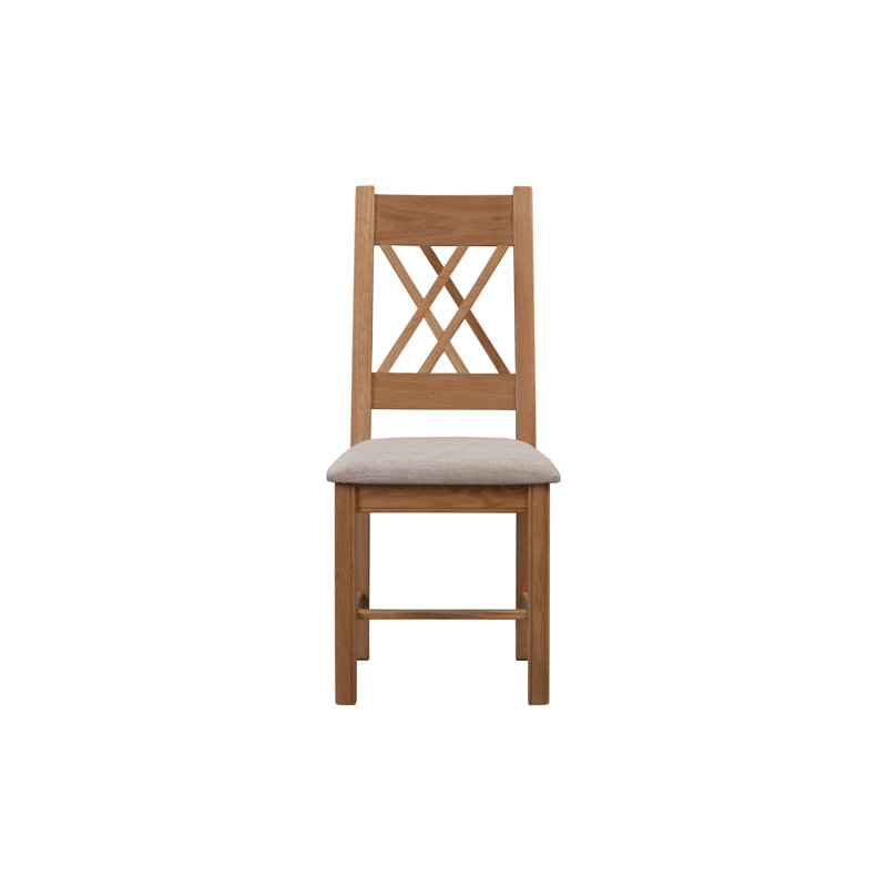 Layton 43cm H Polyester Blend Upholstered Cross Back Dining Chair, Natural Oak