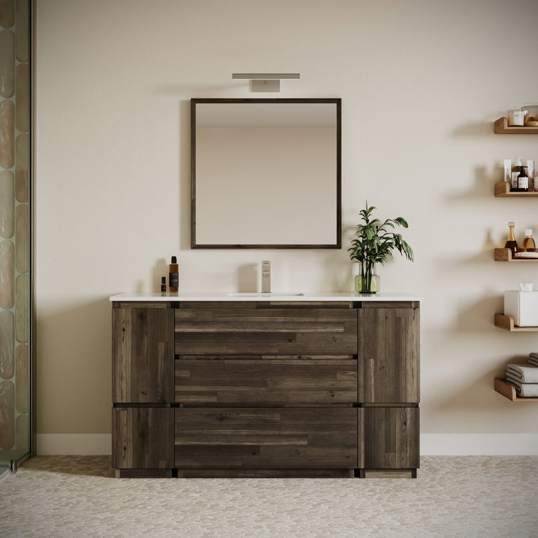 Fresca Formosa 60" Freestanding Single Sink Bathroom Vanity Set with Top, Sink and Mirror - Faucet Not Included