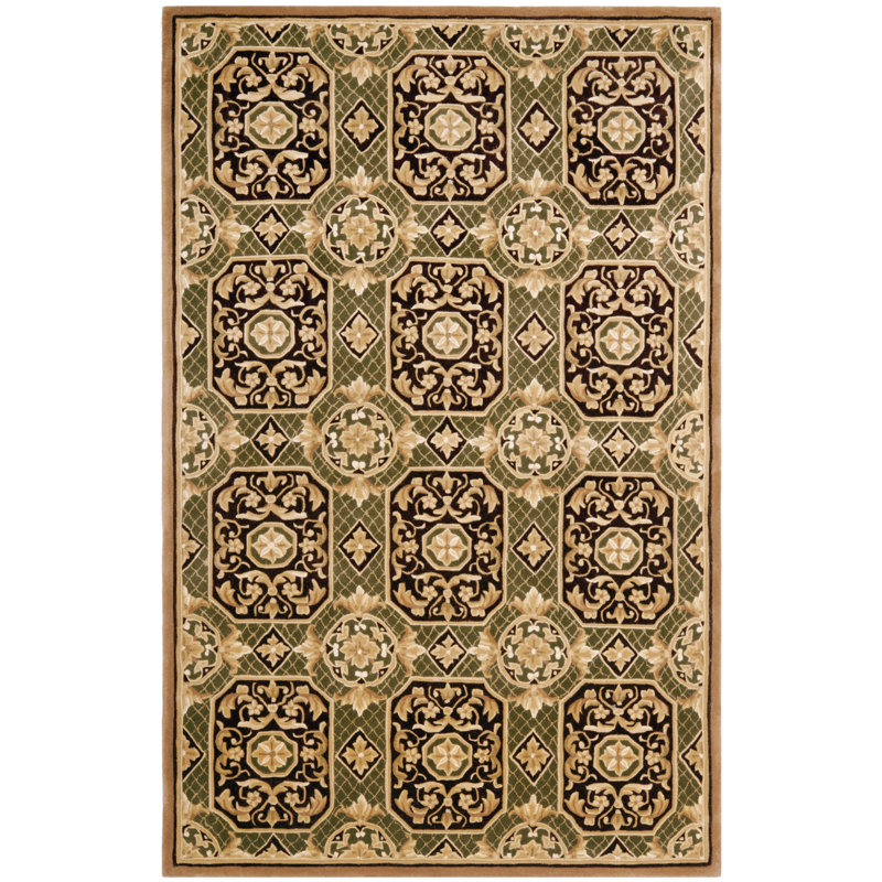Tapis floral en laine touffeté à la main Lenora Naples, Rectangle 4 pi x 6 pi