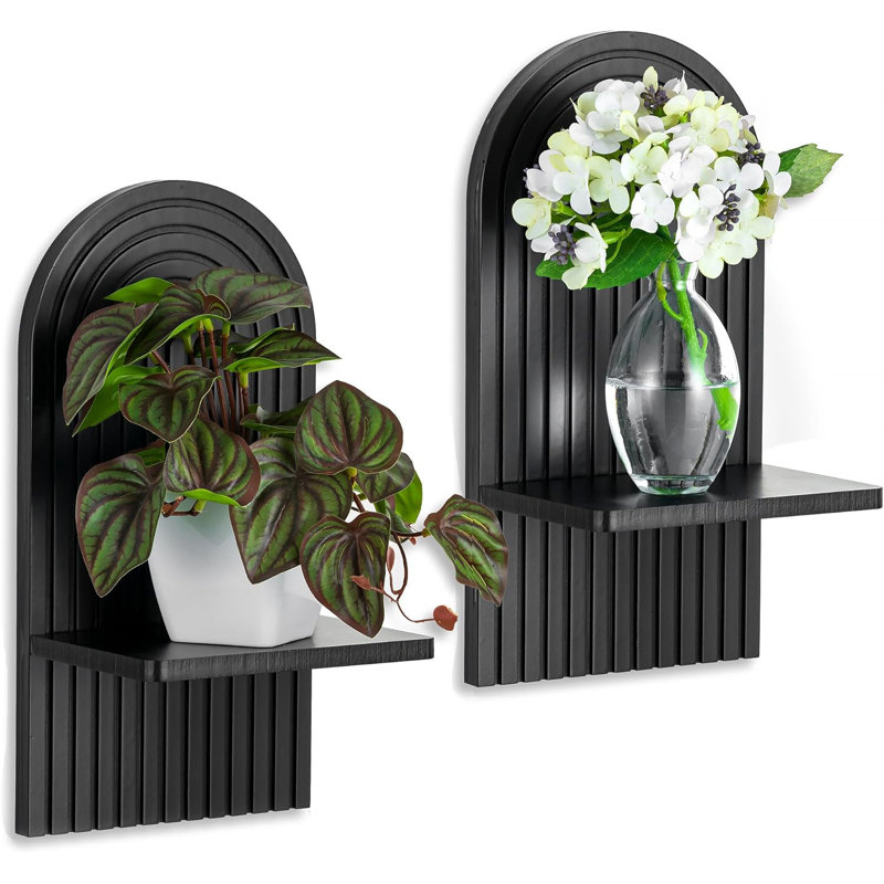 Wood Wall Sconce, Black