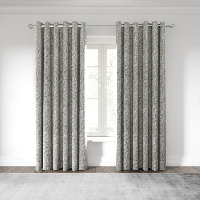 Hana Room Darkening Curtain, Silver, 168cm Width x 228cm Drop