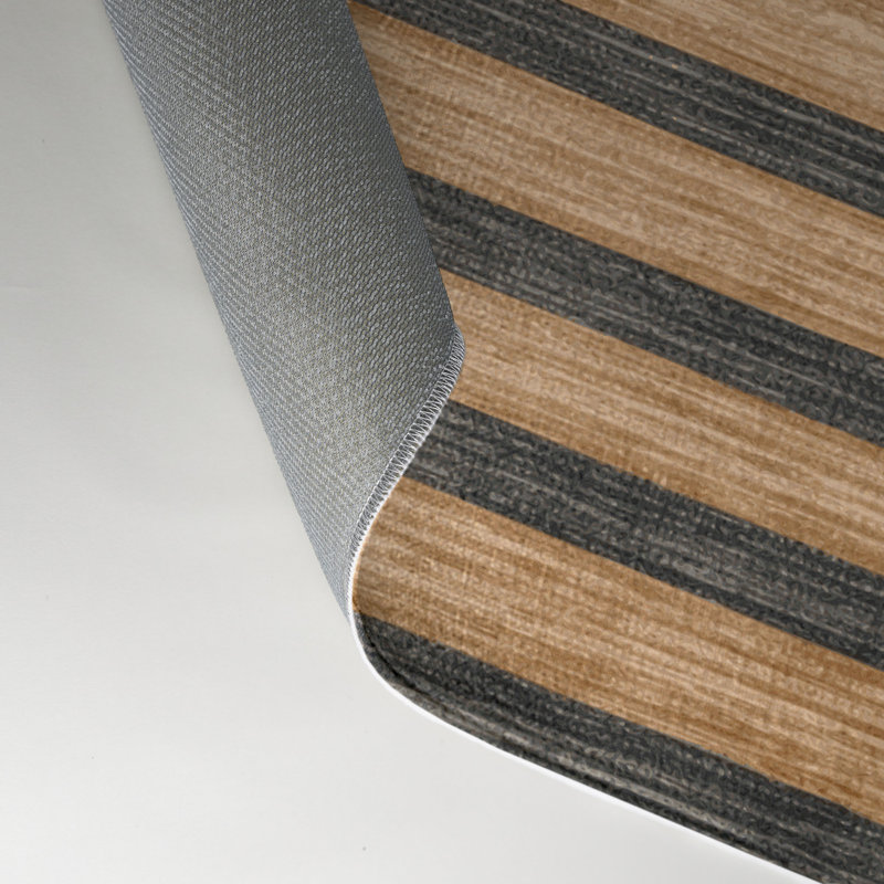 HorizontalStripes Black Indoor and Outdoor Area Rug, Rectangle 3' x 5'