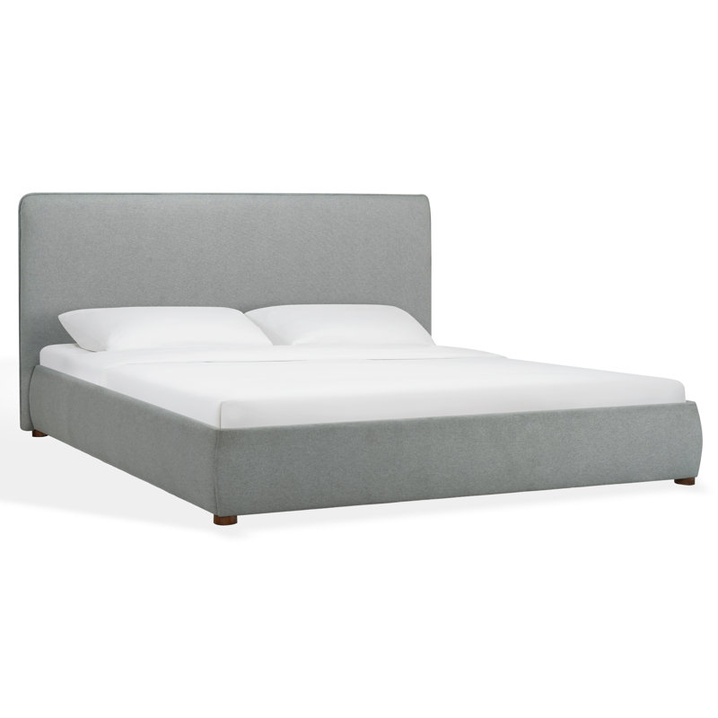 Callahan Upholstered Platform Bed, Queen, Light Gray Linen