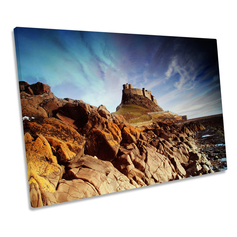 Holy Island Castle Northumberland - Wrapped Canvas Print, 81.3cm H x 121.9cm W x 4cm D