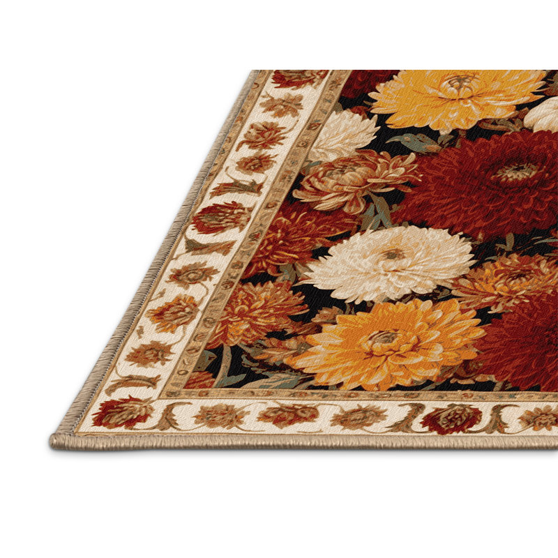Tapis botanique brun lavable à la machine, Rectangle 2 pi x 3 pi